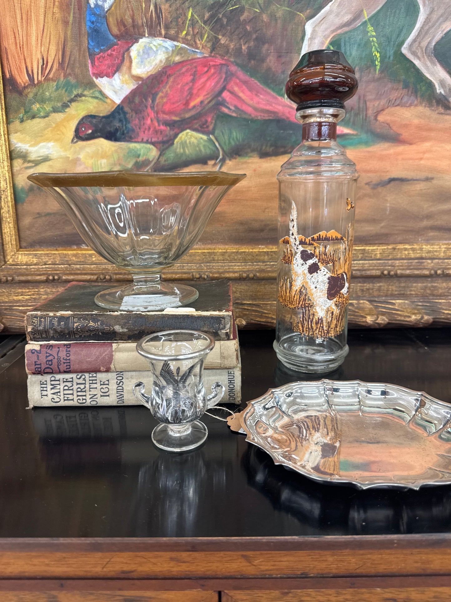 Vintage sterling silver overlay glass toothpick holder