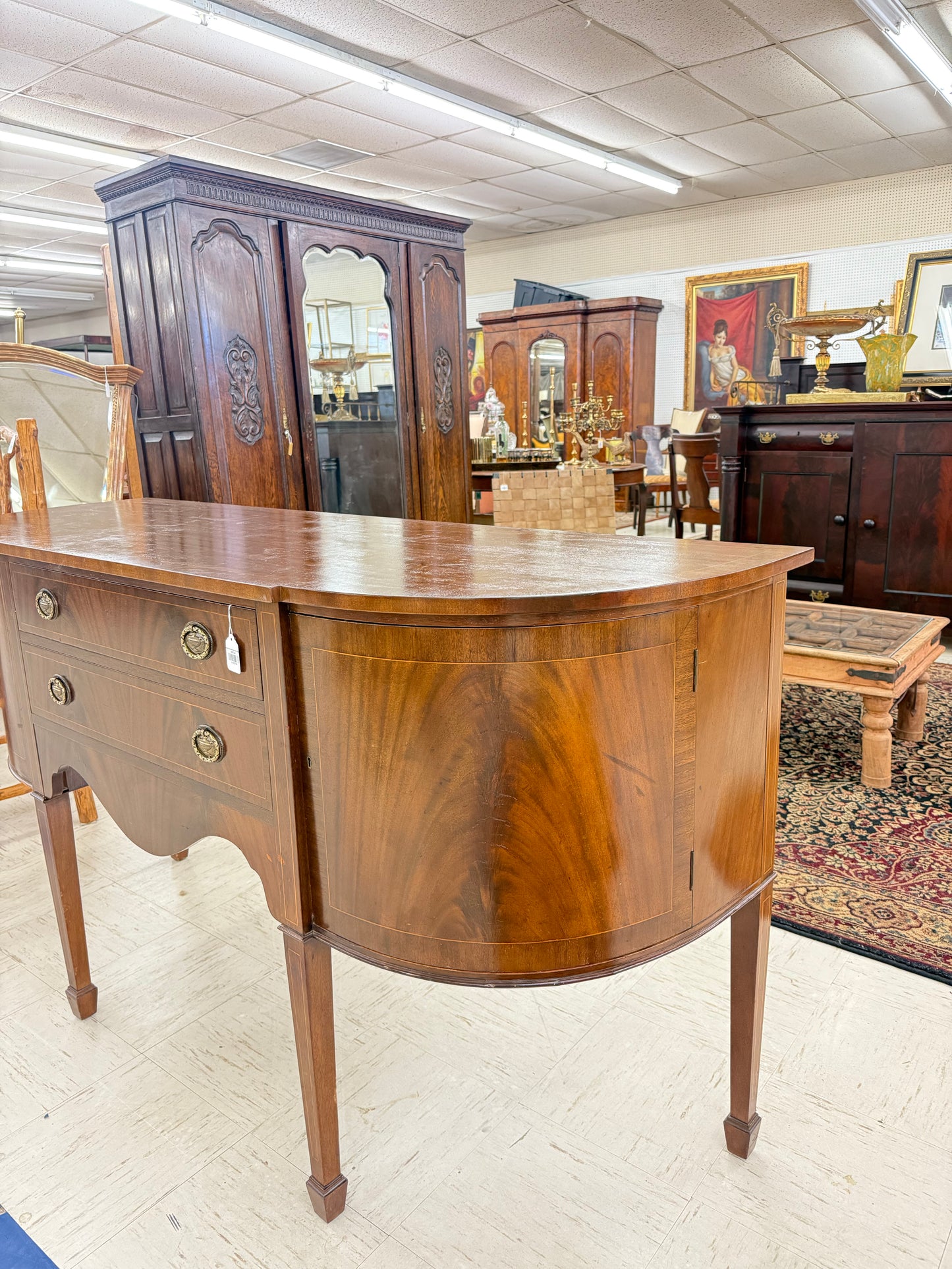 Federal Style Bowfront Mahogany Sideboard