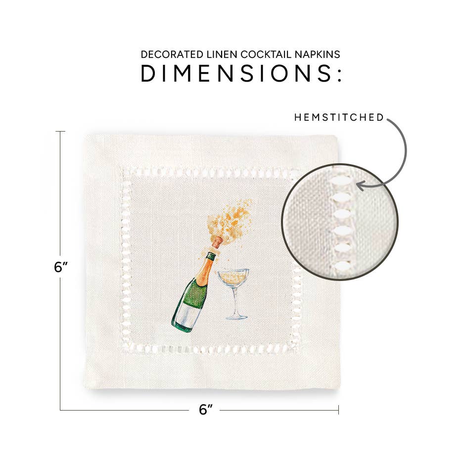 Hemstitch Napkins - New Year's Eve