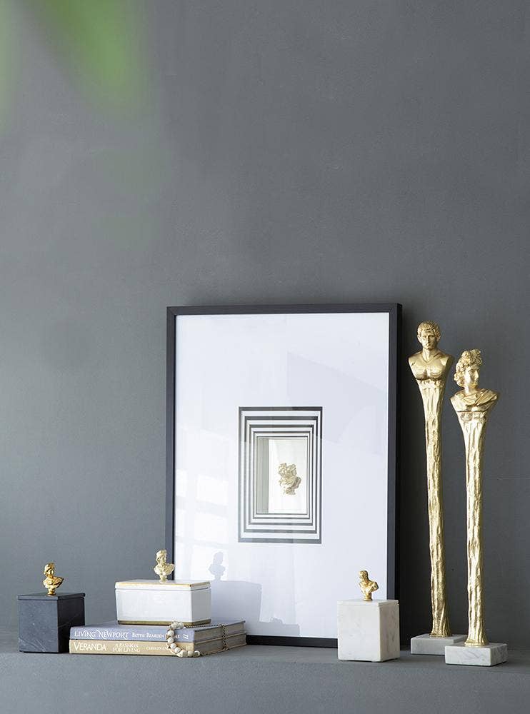 8x3.5x4" Canister w/ Lid - White/Gold