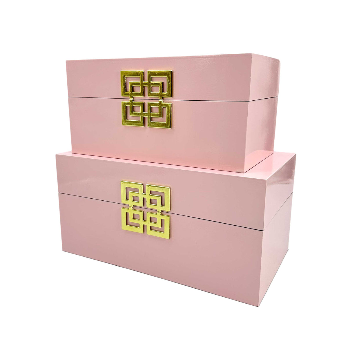 Wood Storage Box Gift Box - Pink & Gold