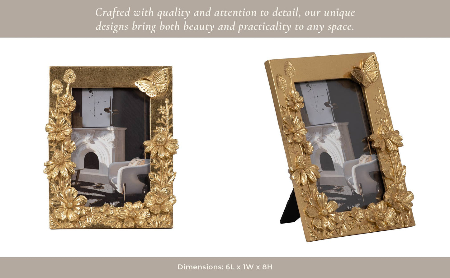 Resin Boho Spring Time Photo Frame - Gold, 4x6 in.