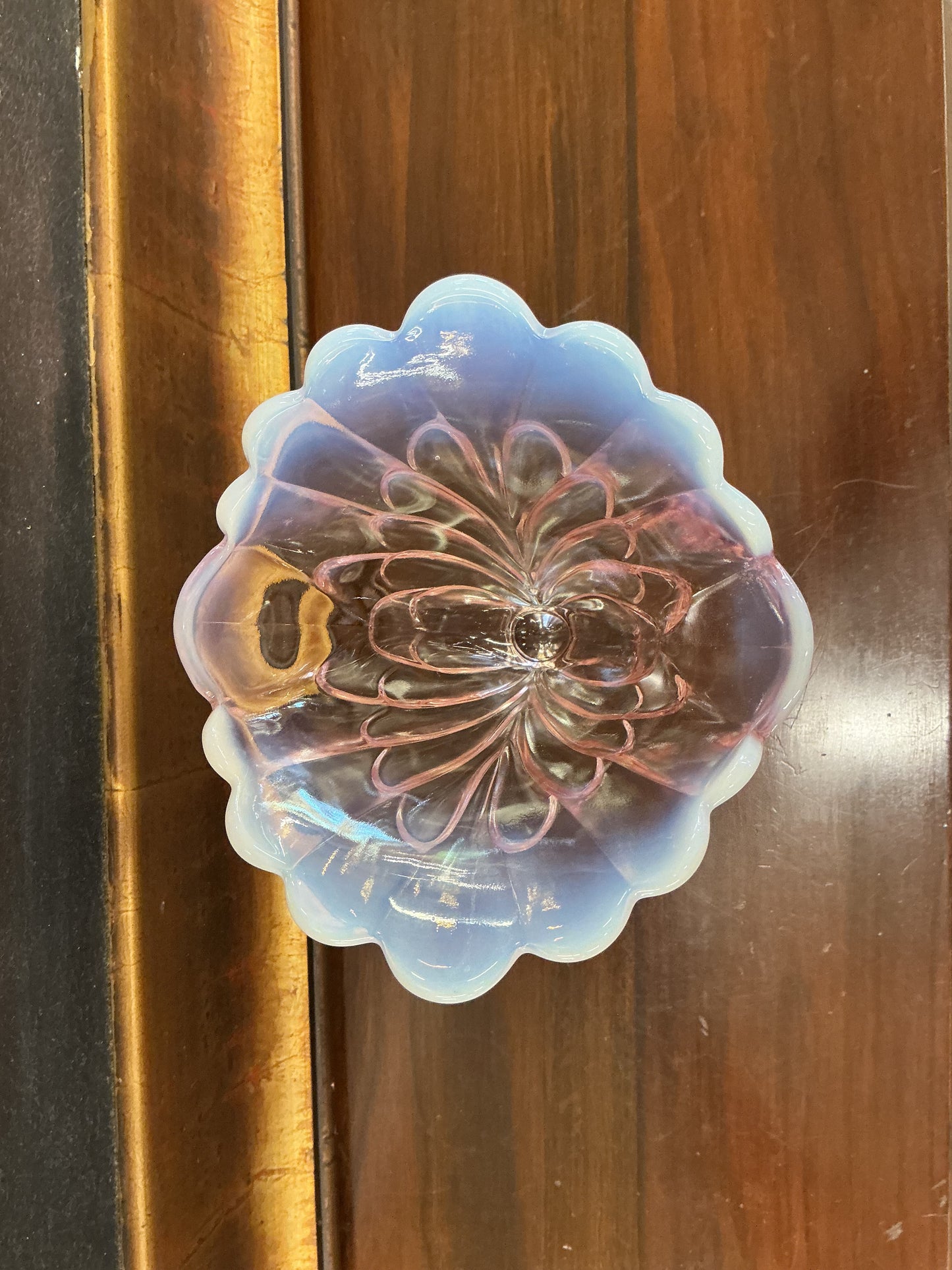 Pink opalescent tulip vase
