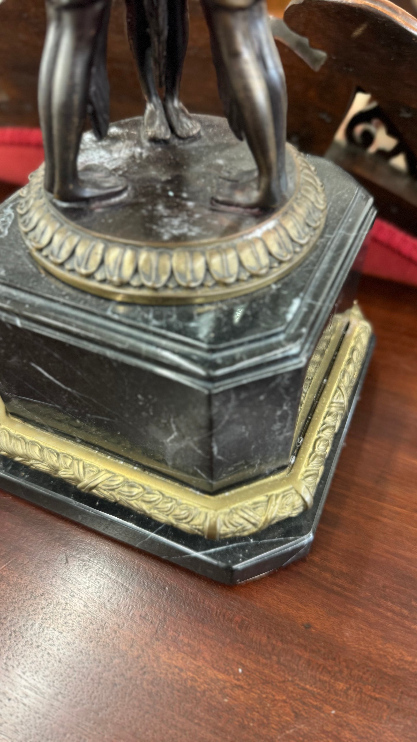 Pair Of Empire Style Figural Candle Hurricane Lamps