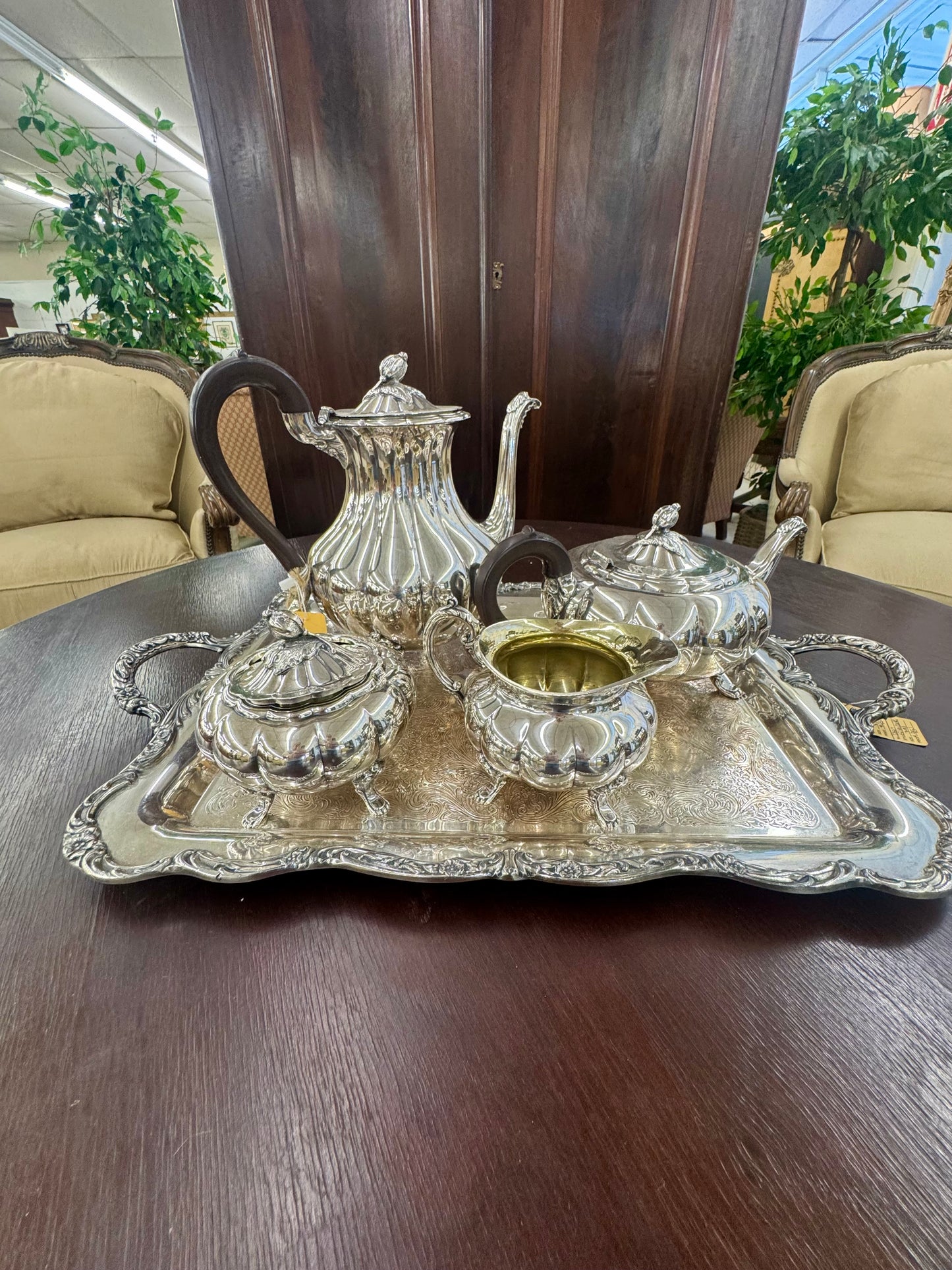 Melon Sheffield 4 pc Tea Set designed by Community Silver