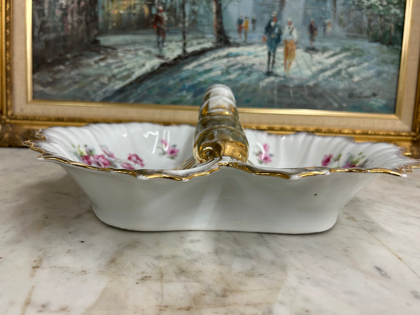 Vintage lobster porcelain divided serving dish