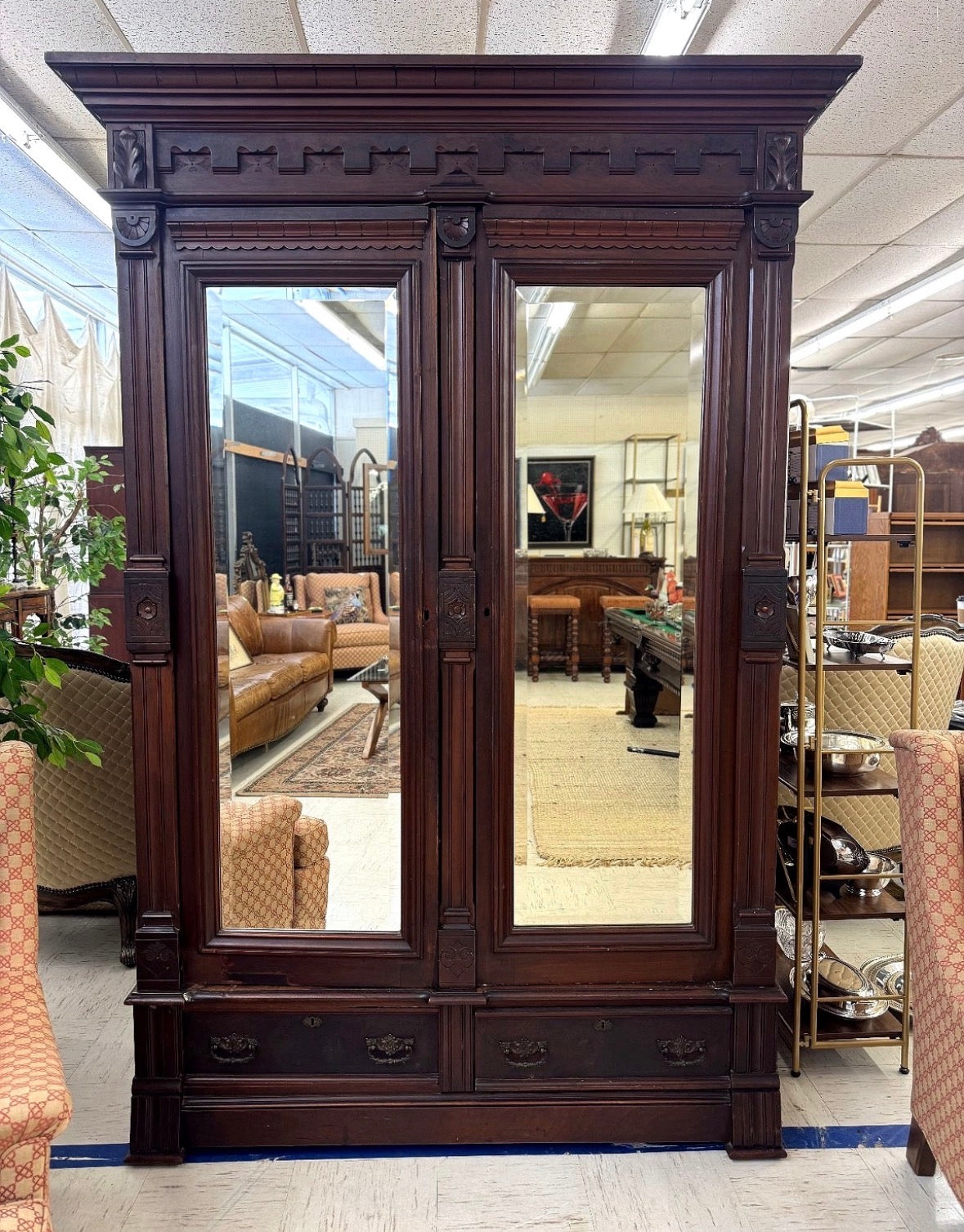 19th Century Louisiana Cherry Armoire