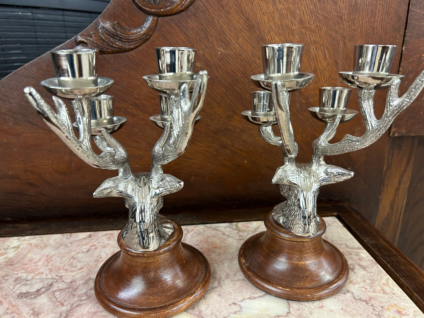 Vintage Stag Head Candelabras (Pair)