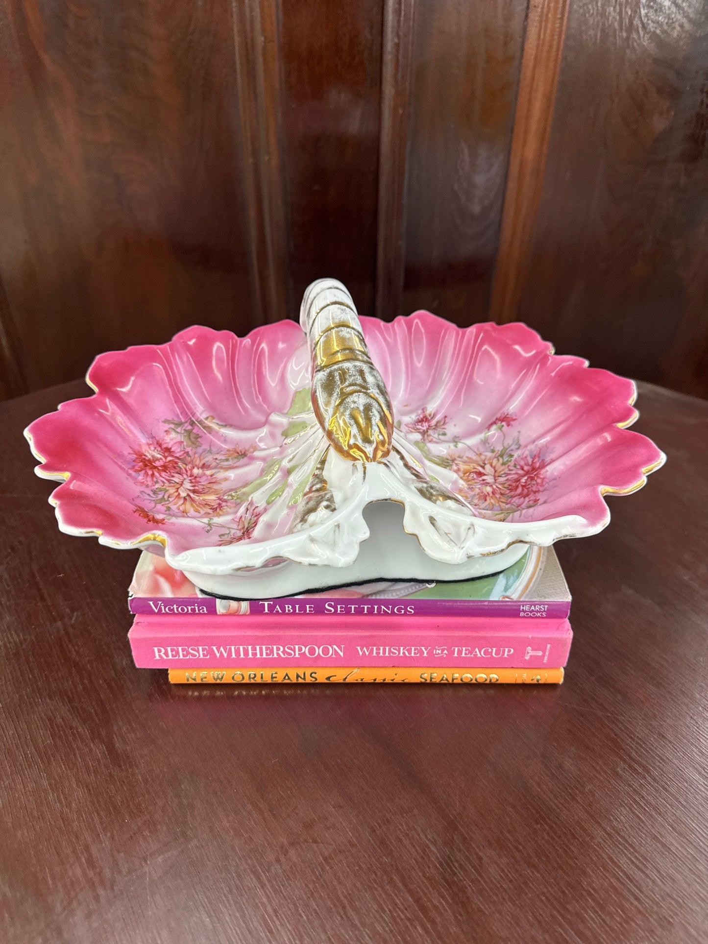 Vintage Hand-Painted Porcelain Lobster Divided Dish