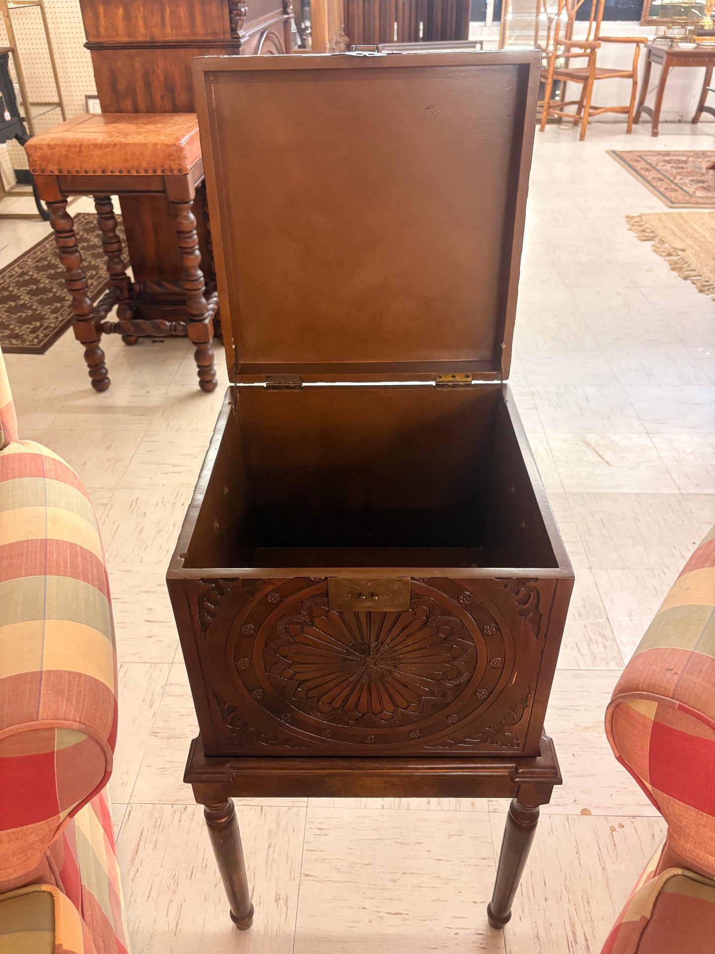 Vintage carved wooden cabinet stand