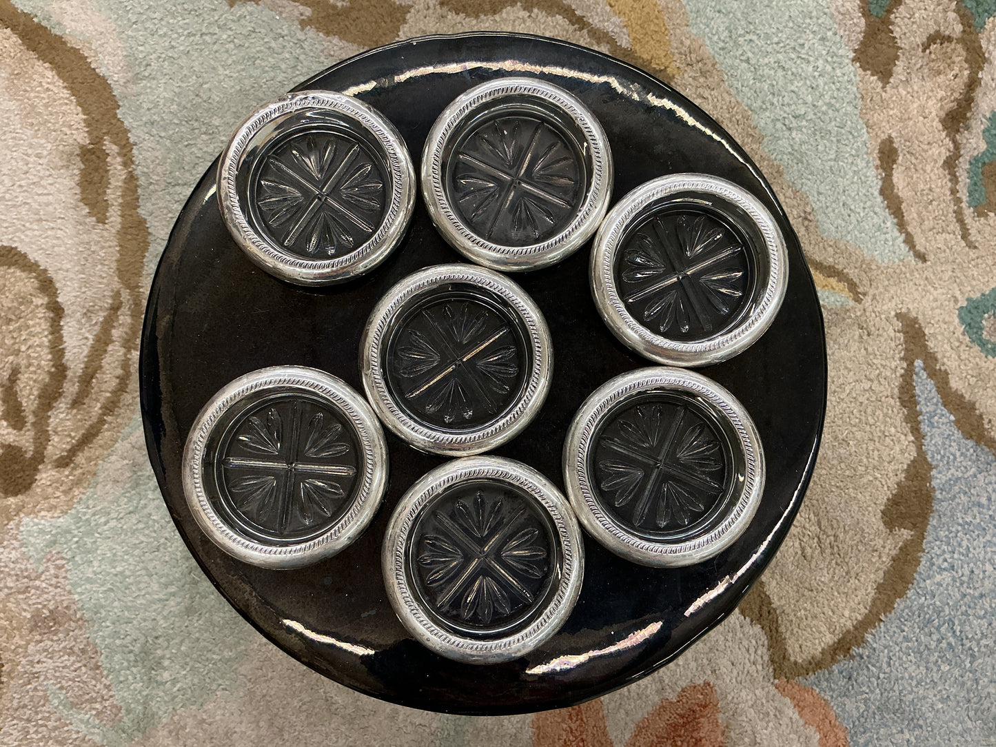Set of 7 glass coasters