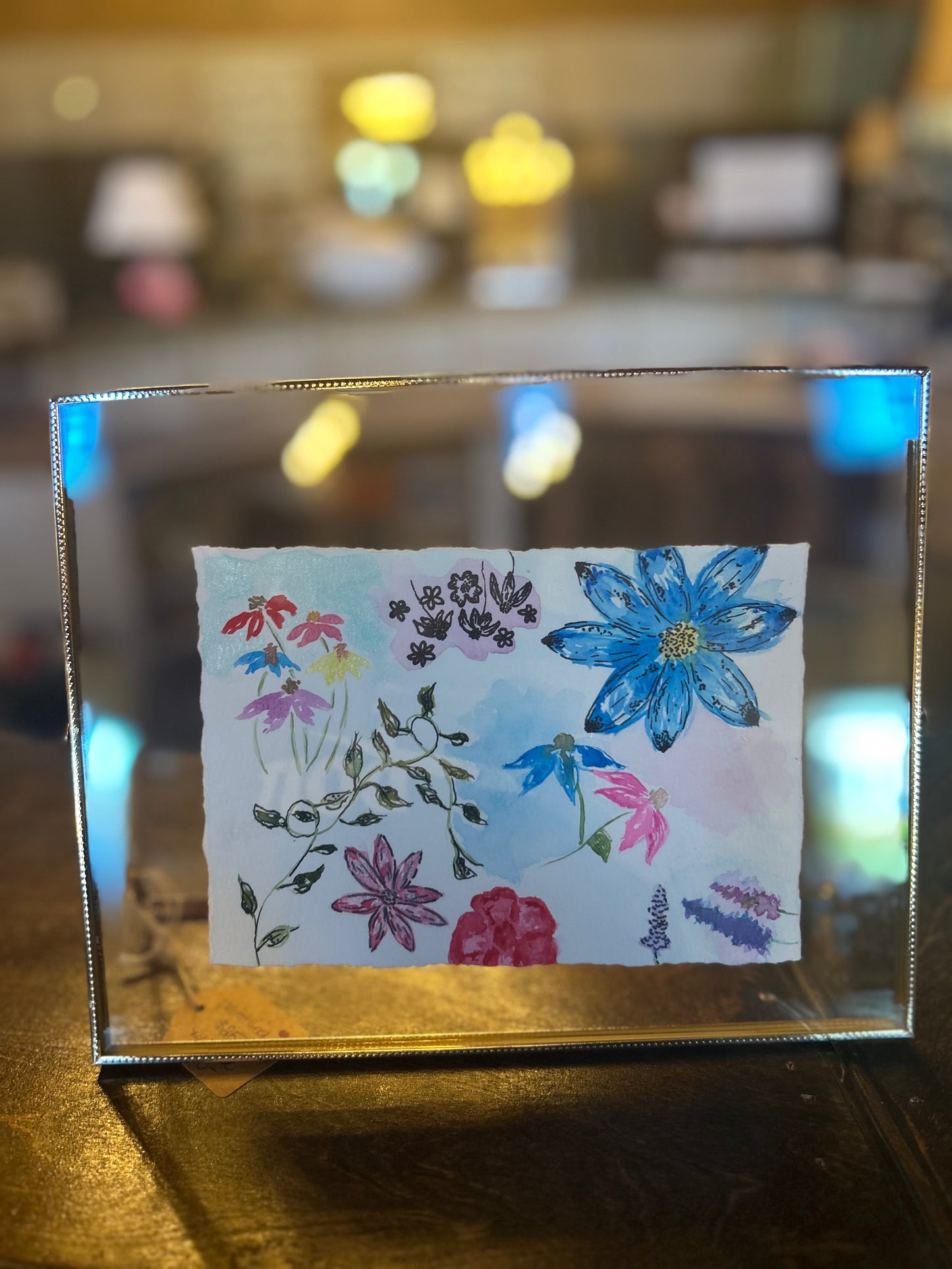 J. Bell Framed Floral Water Color