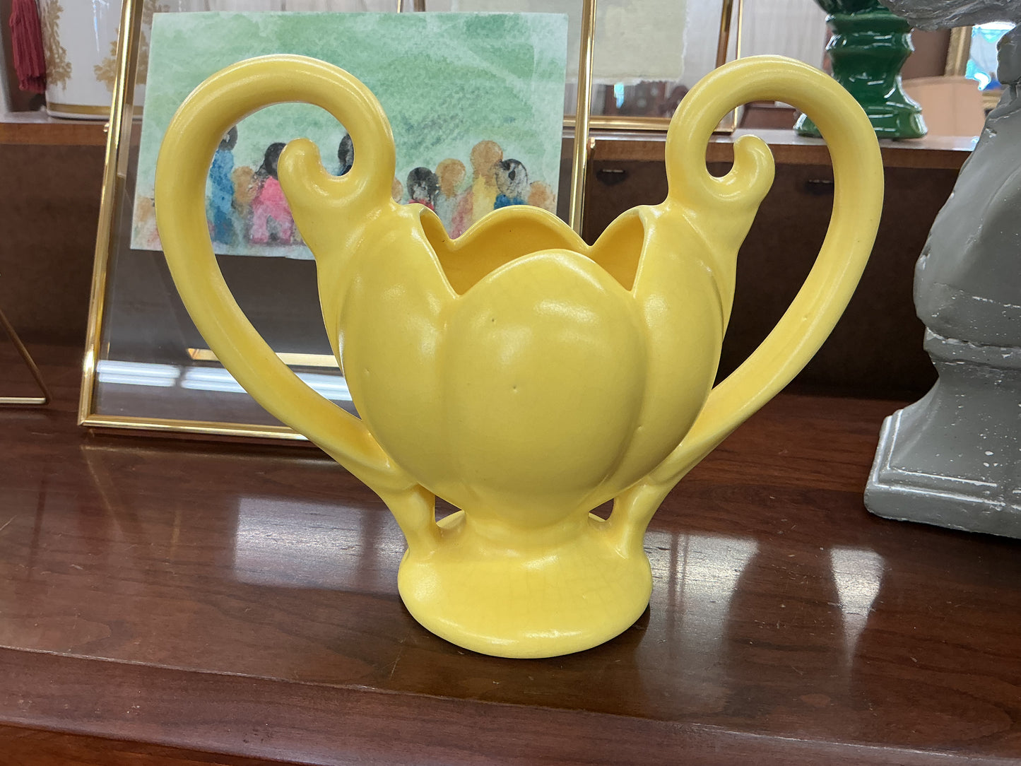 Camark Urn Planter Lateen Tulip Lotus Flower Double Handled Pottery Vase