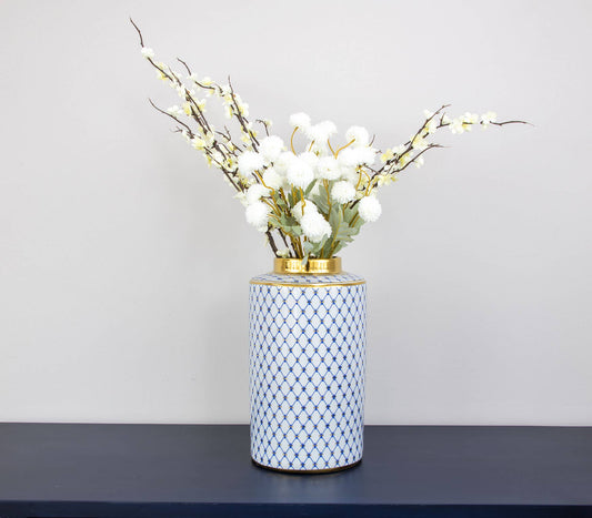 Blue Gold Striped Urn
