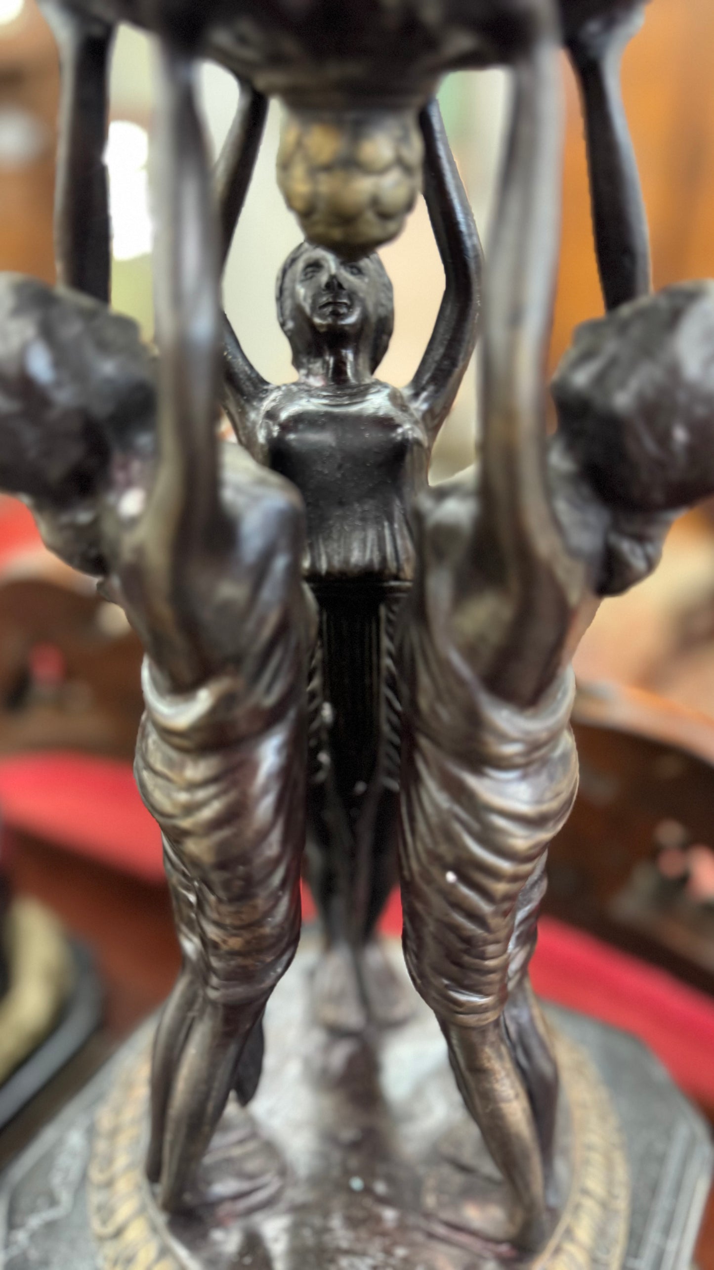 Pair Of Empire Style Figural Candle Hurricane Lamps