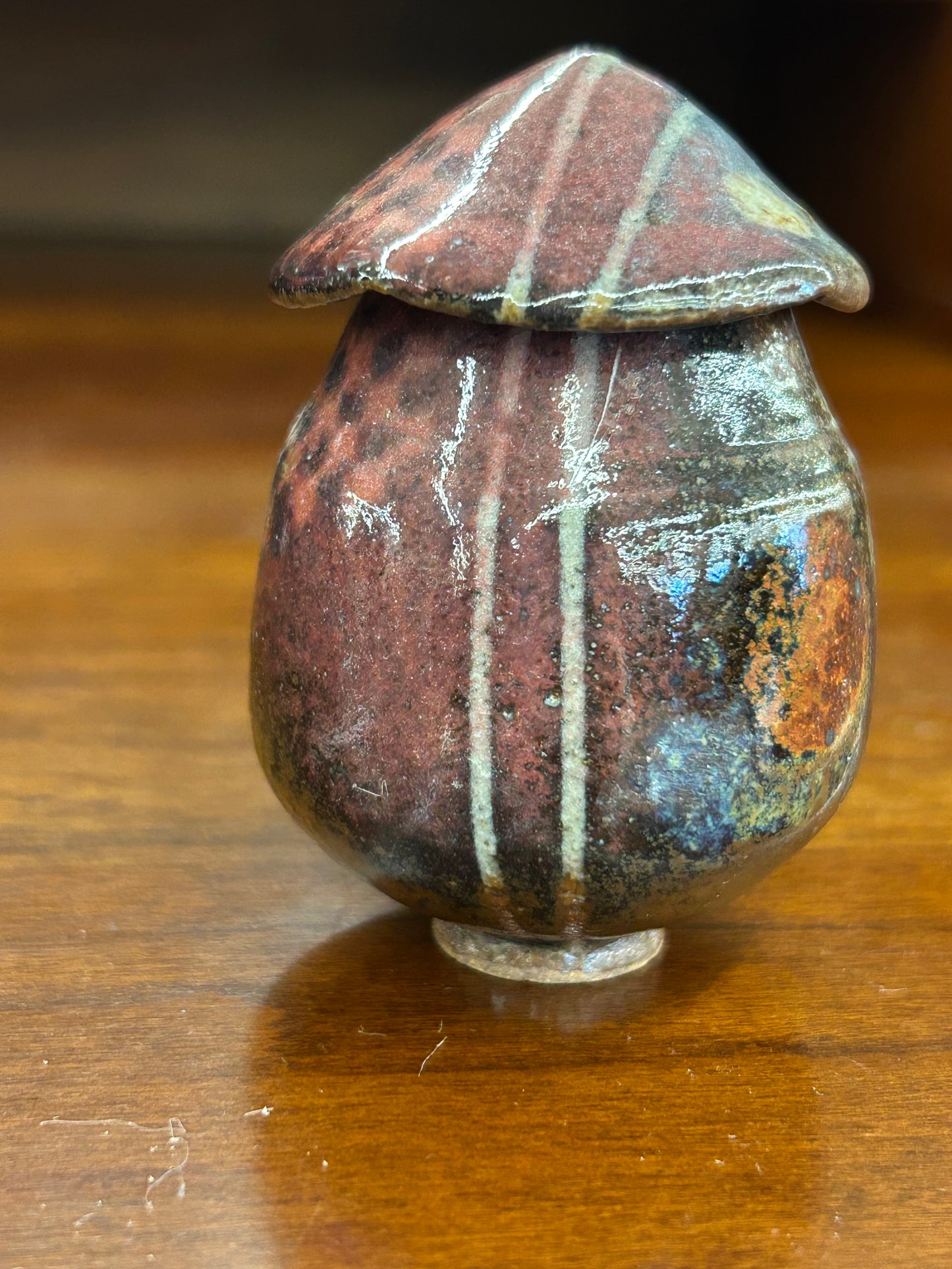 Signed Laron Lardall Studio Pottery Covered Vessel (3”)