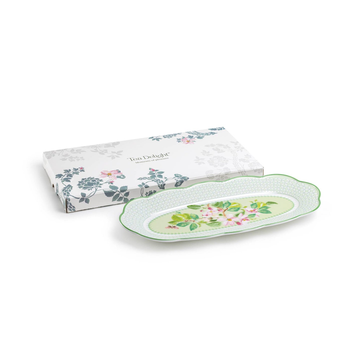 Apple Blossom Geo Harmony Bone China Oval Serving Platter
