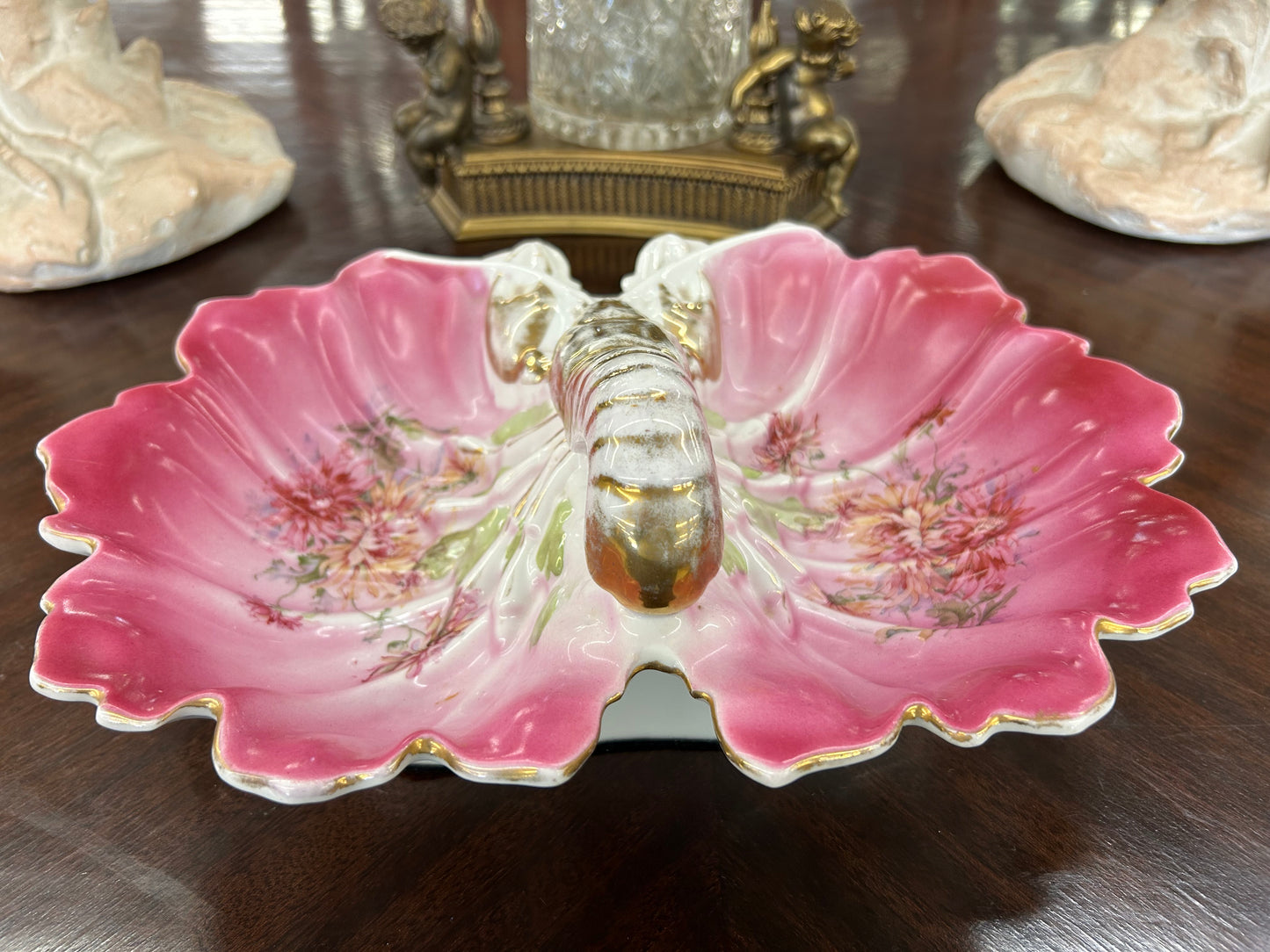 Vintage Hand-Painted Porcelain Lobster Divided Dish