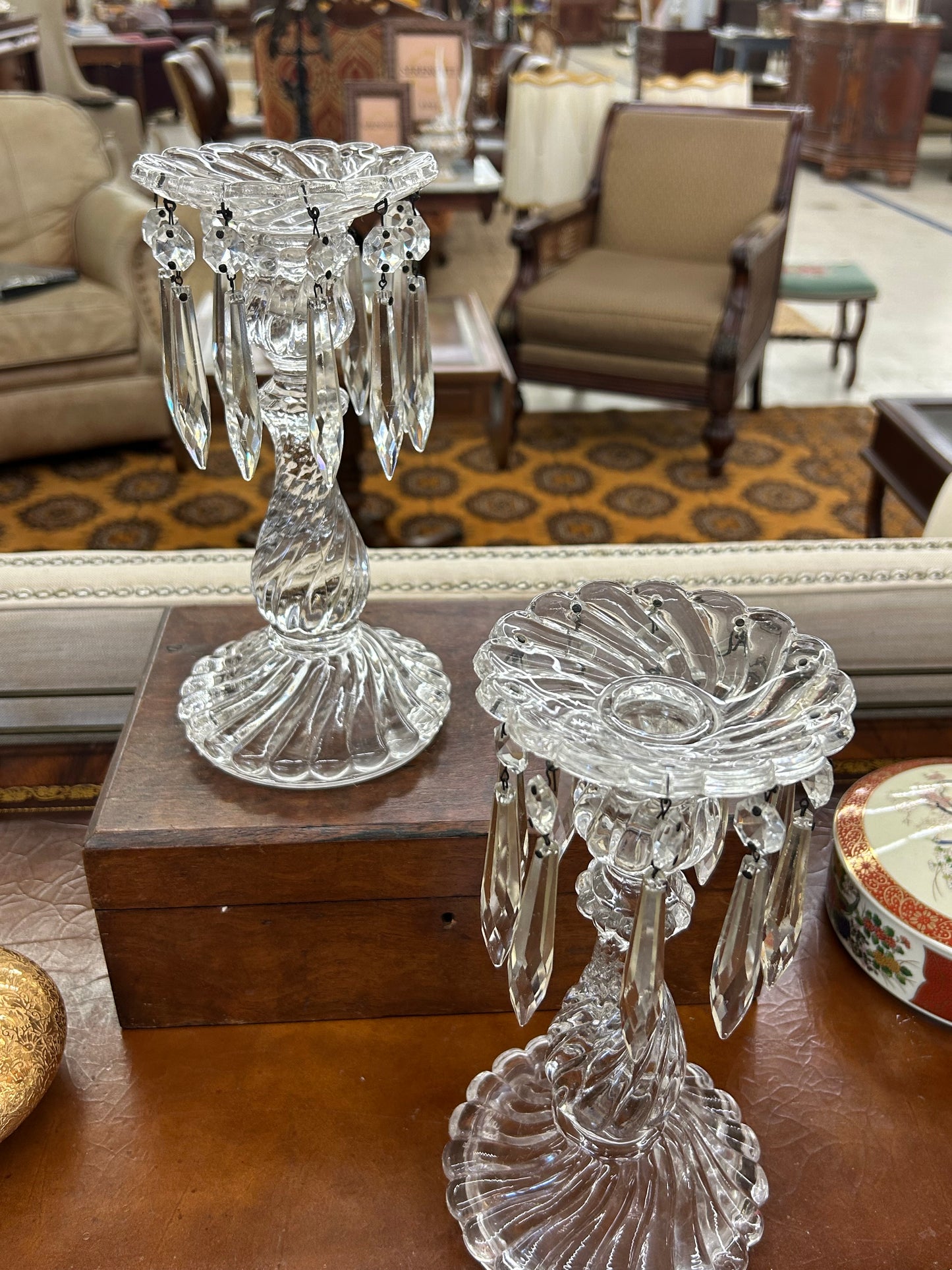 Pair of Crystal Style Prism Candleholders