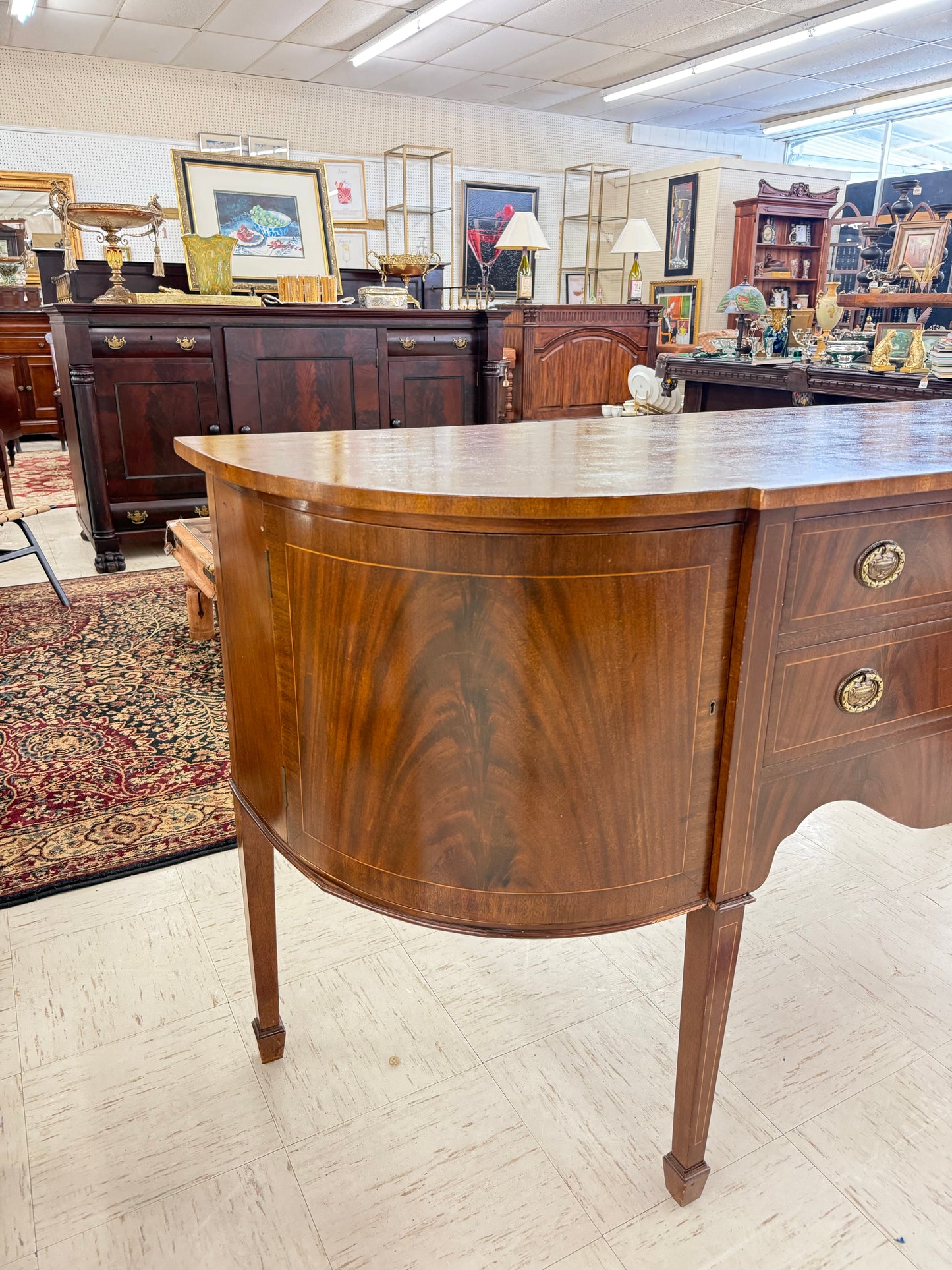 Federal Style Bowfront Mahogany Sideboard
