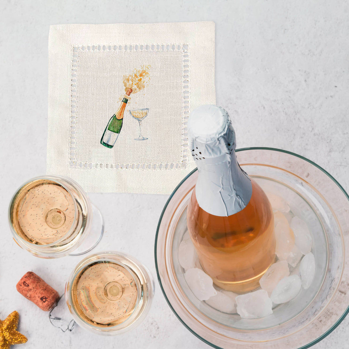 Hemstitch Napkins - New Year's Eve