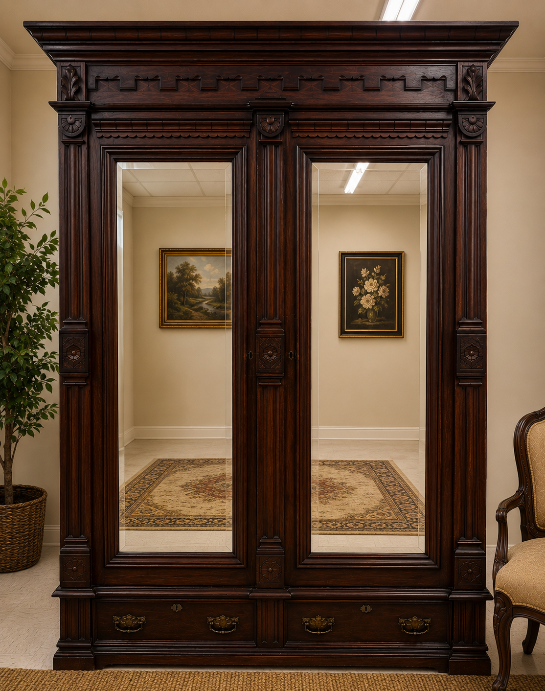 19th Century Louisiana Cherry Armoire