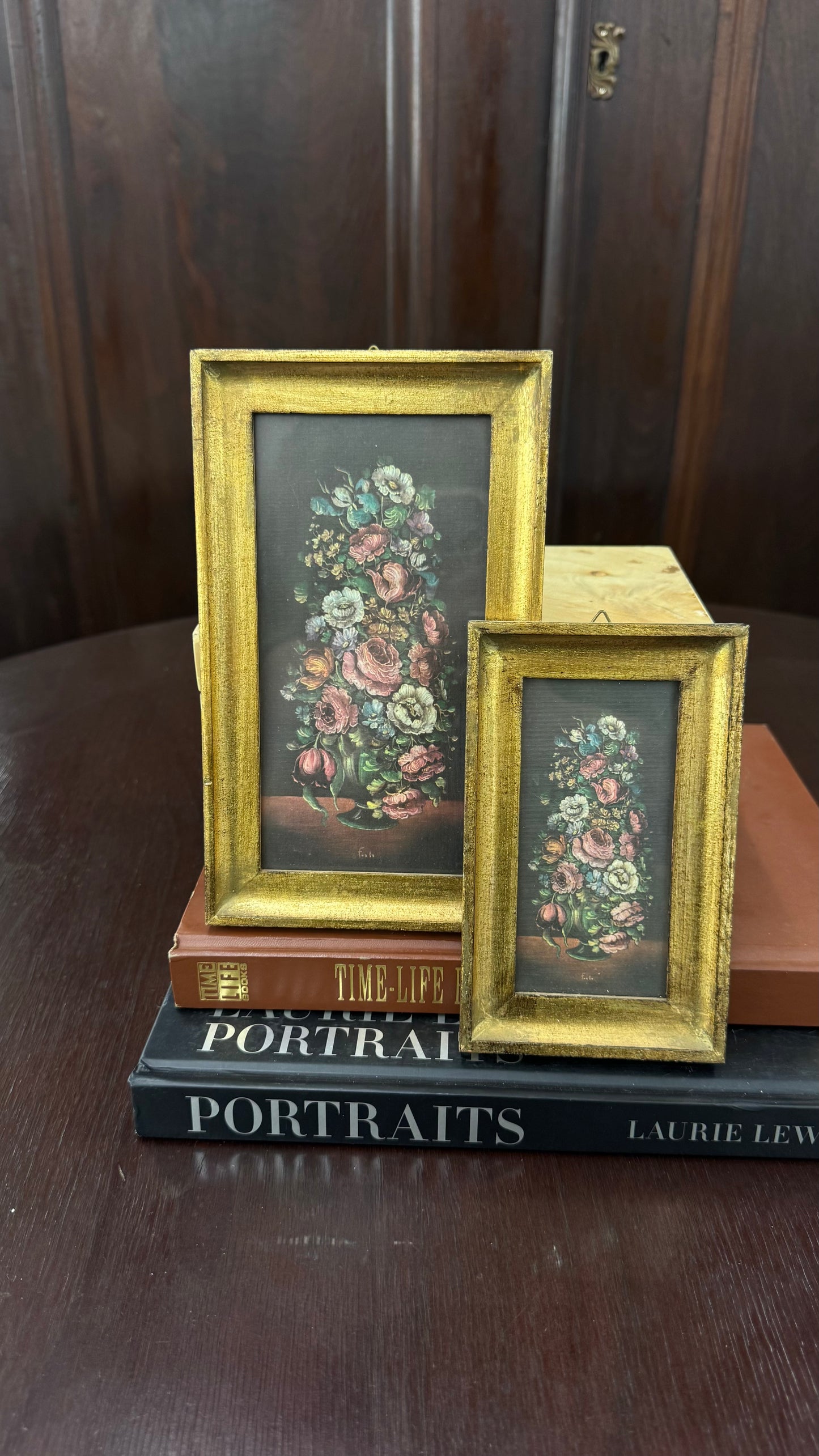 Pair of Vintage Floral Gilt Framed Prints