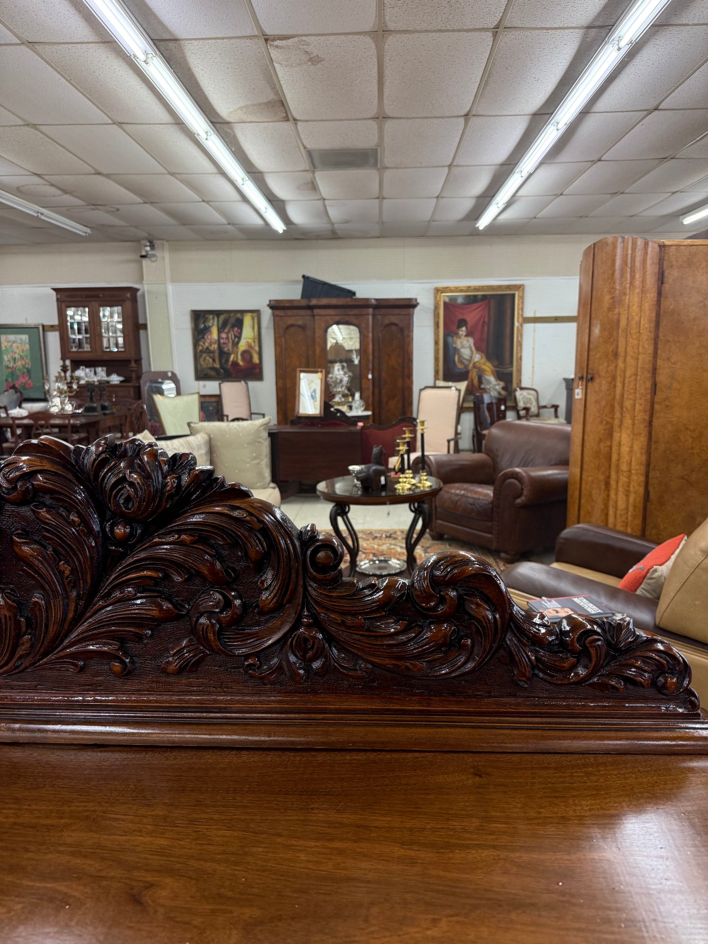 Large Carved Walnut Sideboard/Buffet
