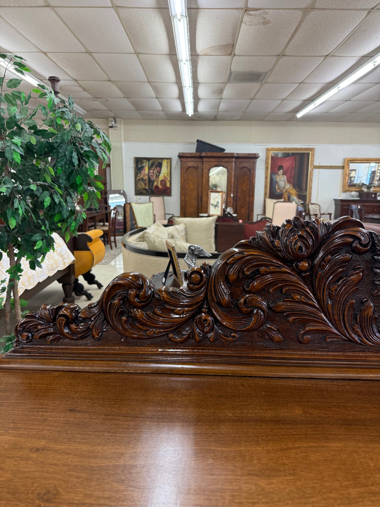 Large Carved Walnut Sideboard/Buffet