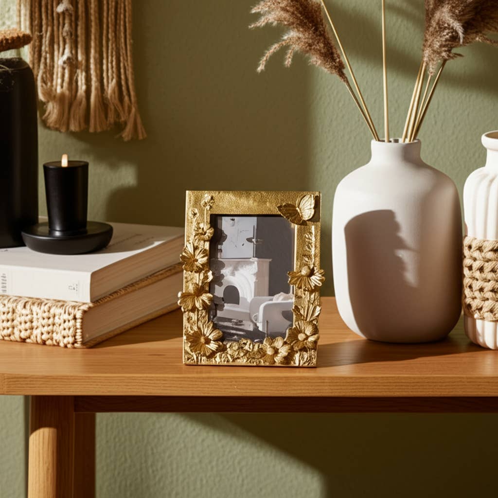 Resin Boho Spring Time Photo Frame - Gold, 4x6 in.
