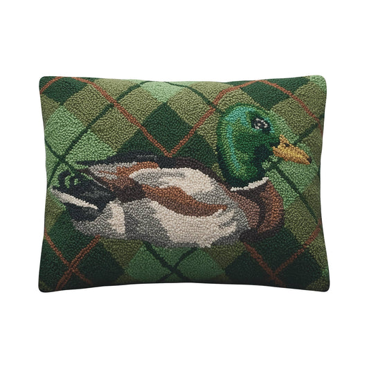 Mallard duck Plaid Hook Pillow