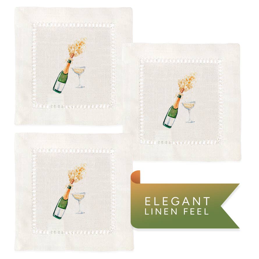 Hemstitch Napkins - New Year's Eve