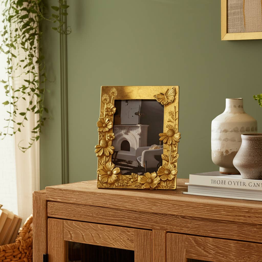 Resin Boho Spring Time Photo Frame - Gold, 4x6 in.
