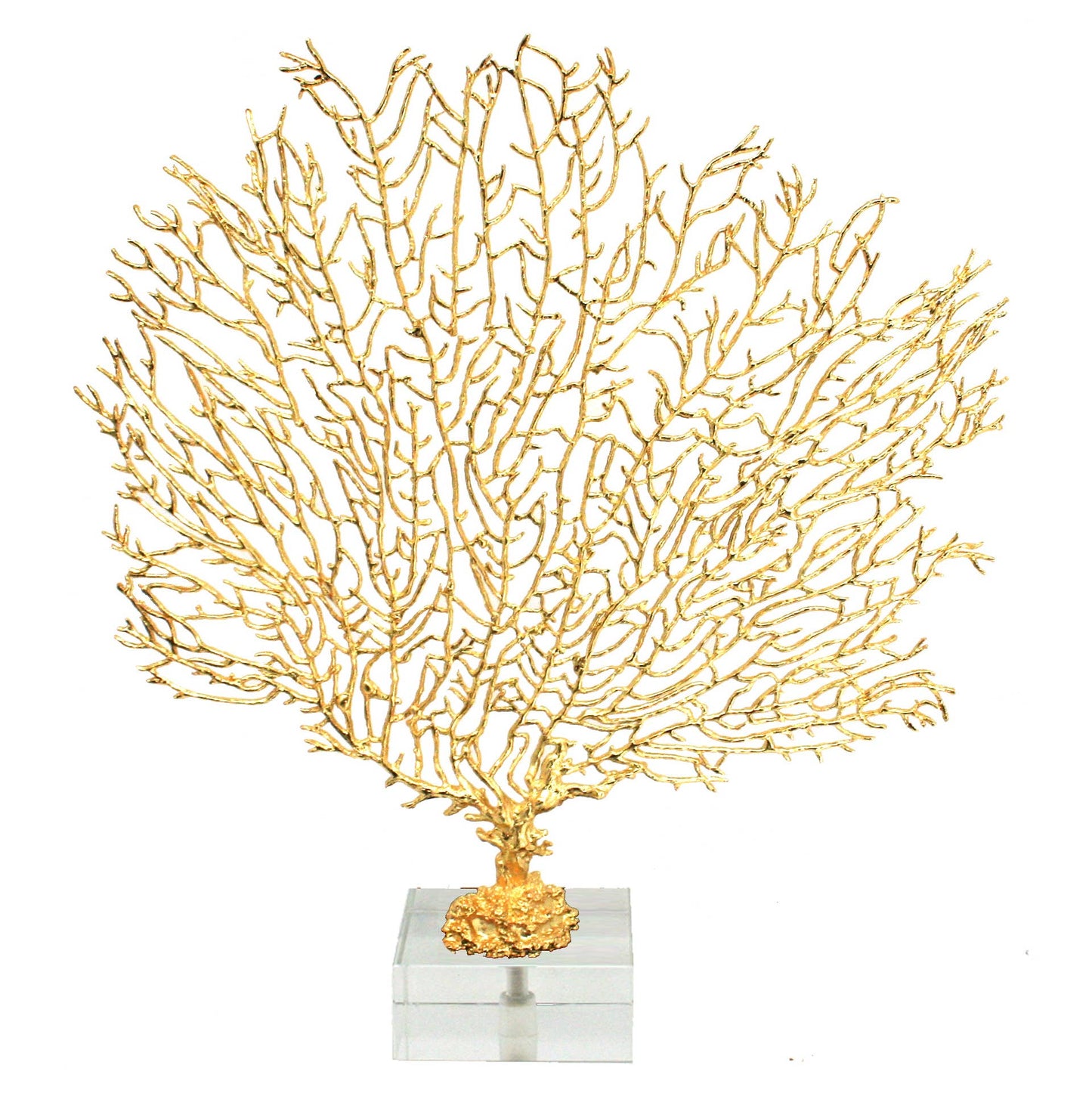 Small Gold Seafan with Clear Glass Base