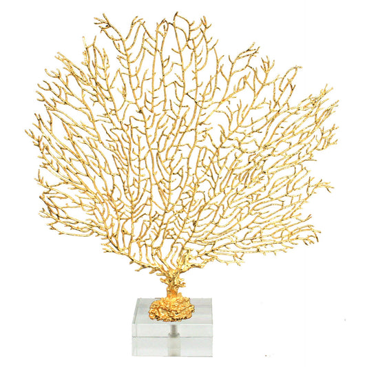 Small Gold Seafan with Clear Glass Base