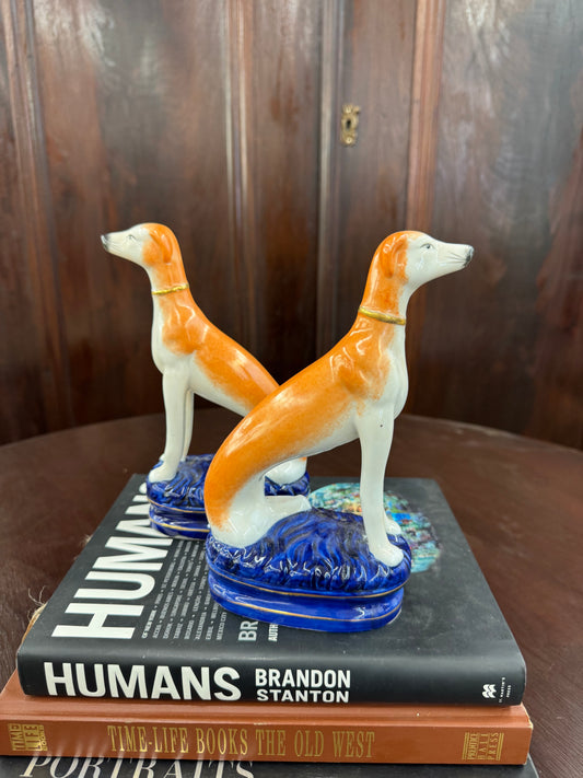 Pair of Vintage Porcelain Borzoi Figurines