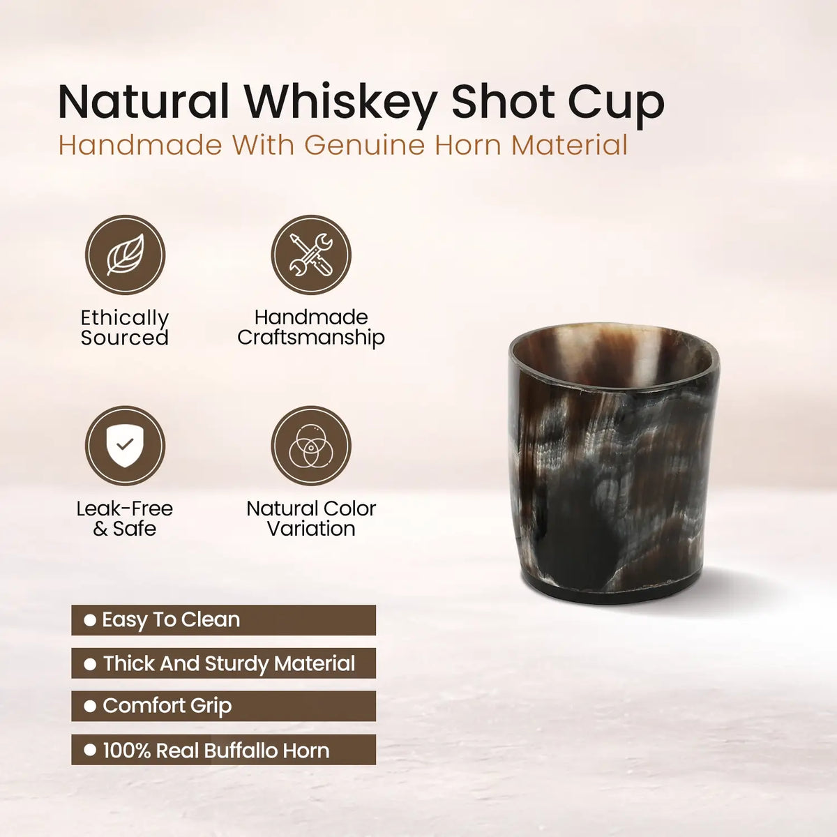 Buffalo Horn Whiskey Shot Glasses 6.5 oz - (Pack of 6)