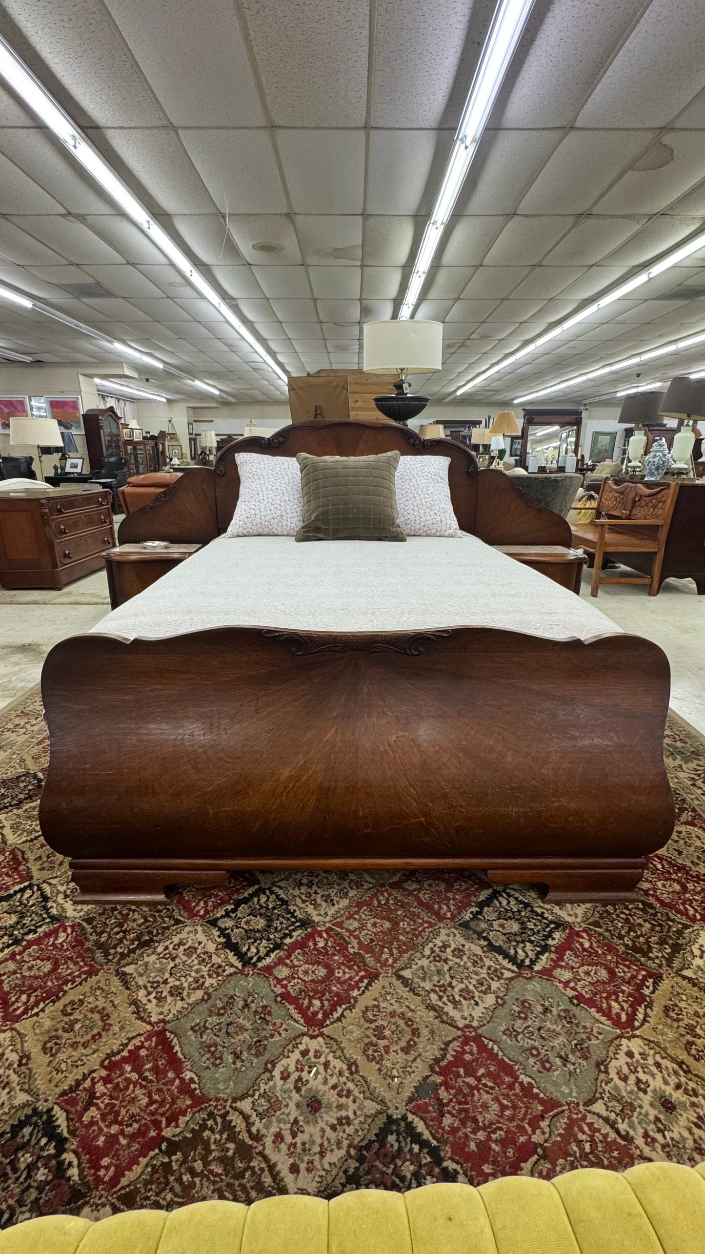 Antique Oak Art Nouveau Bedroom Suite Bed