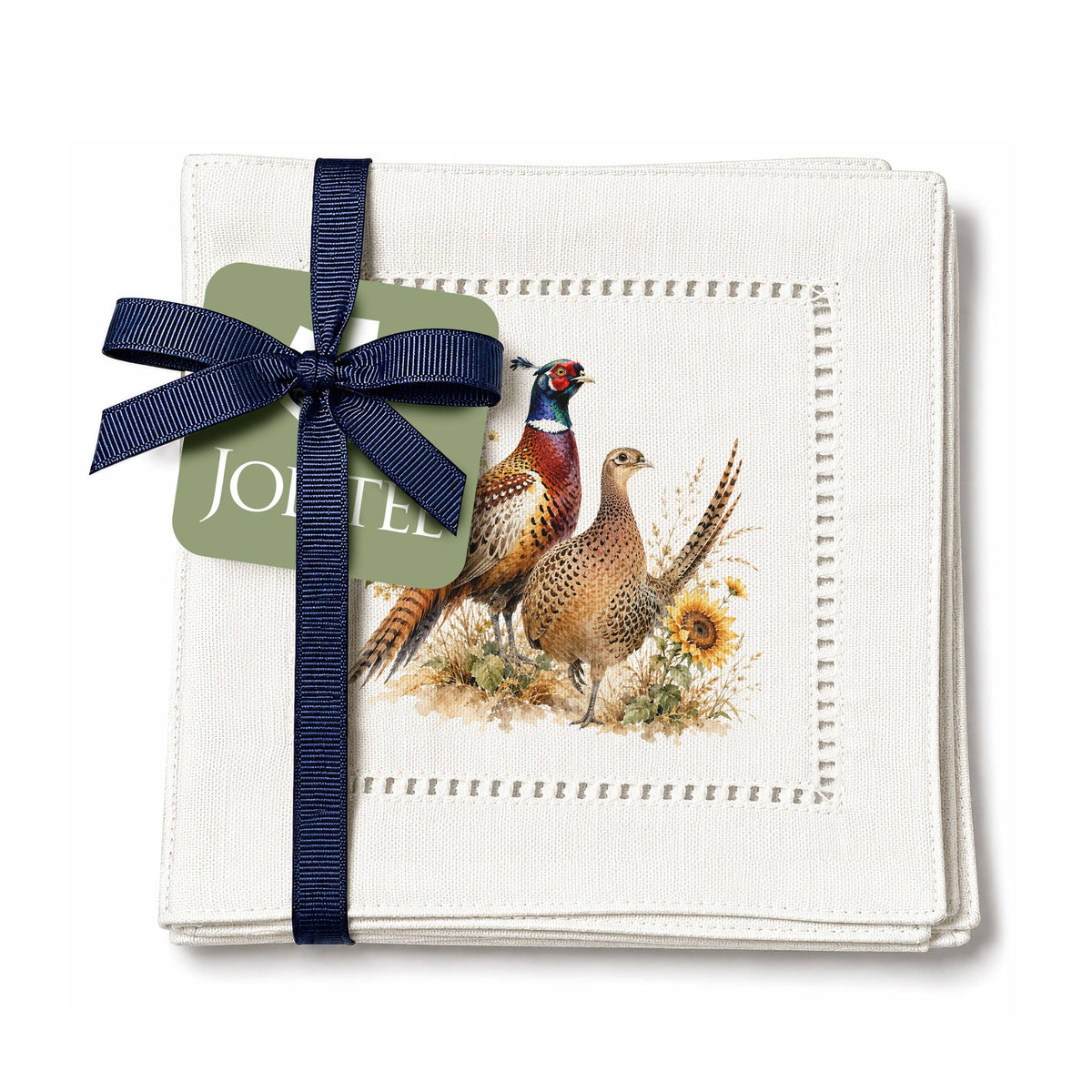 Harvest Table Pheasants Hemstitch Napkins