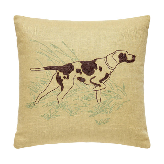 CAMP WANDAWEGA POINTER CHAINSTITCHED PILLOW- Camp W