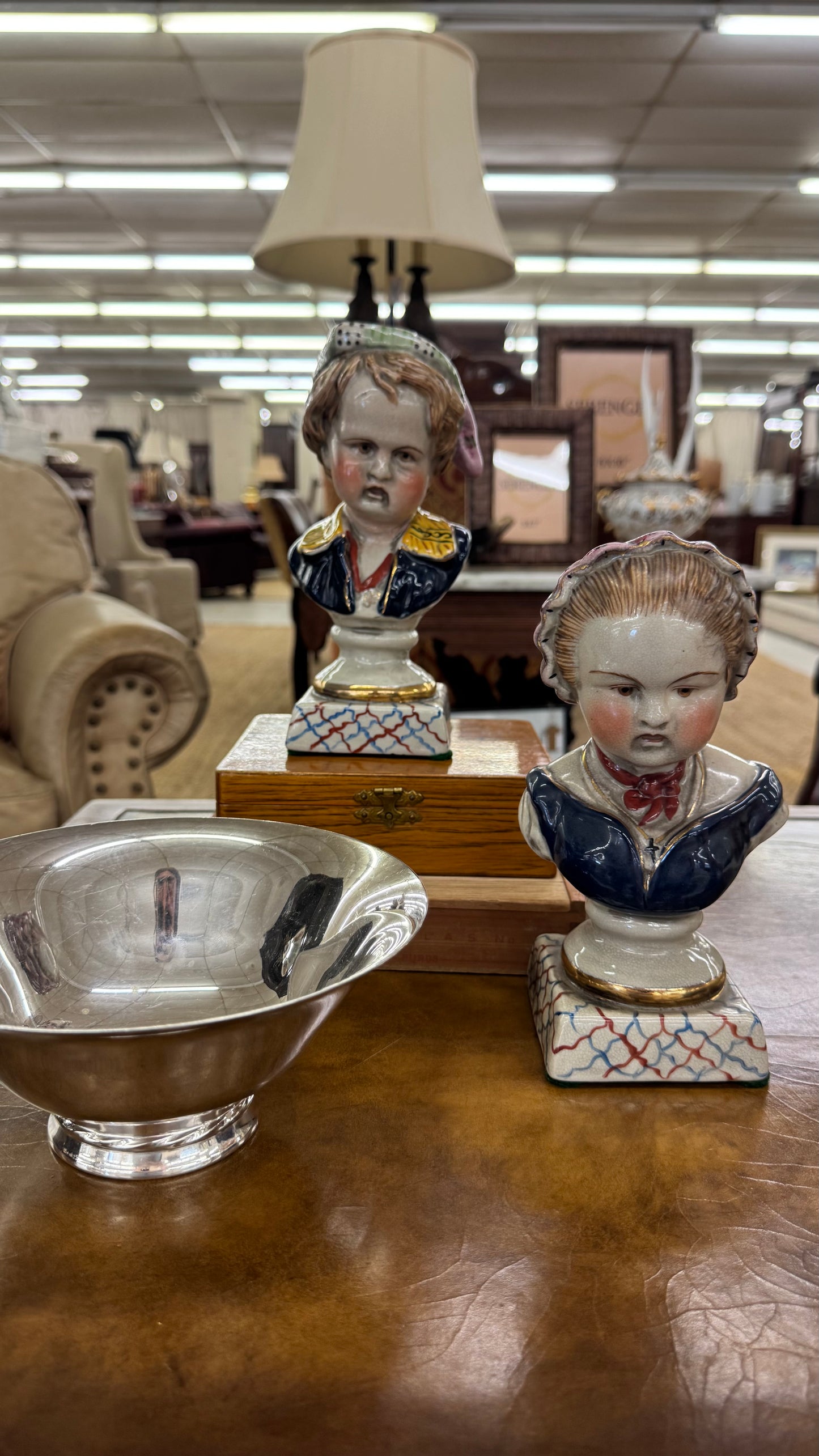 Pair of Vintage Porcelian Bust