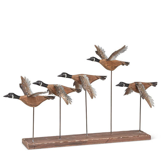 Canadian Geese in Flight Scene-20"L