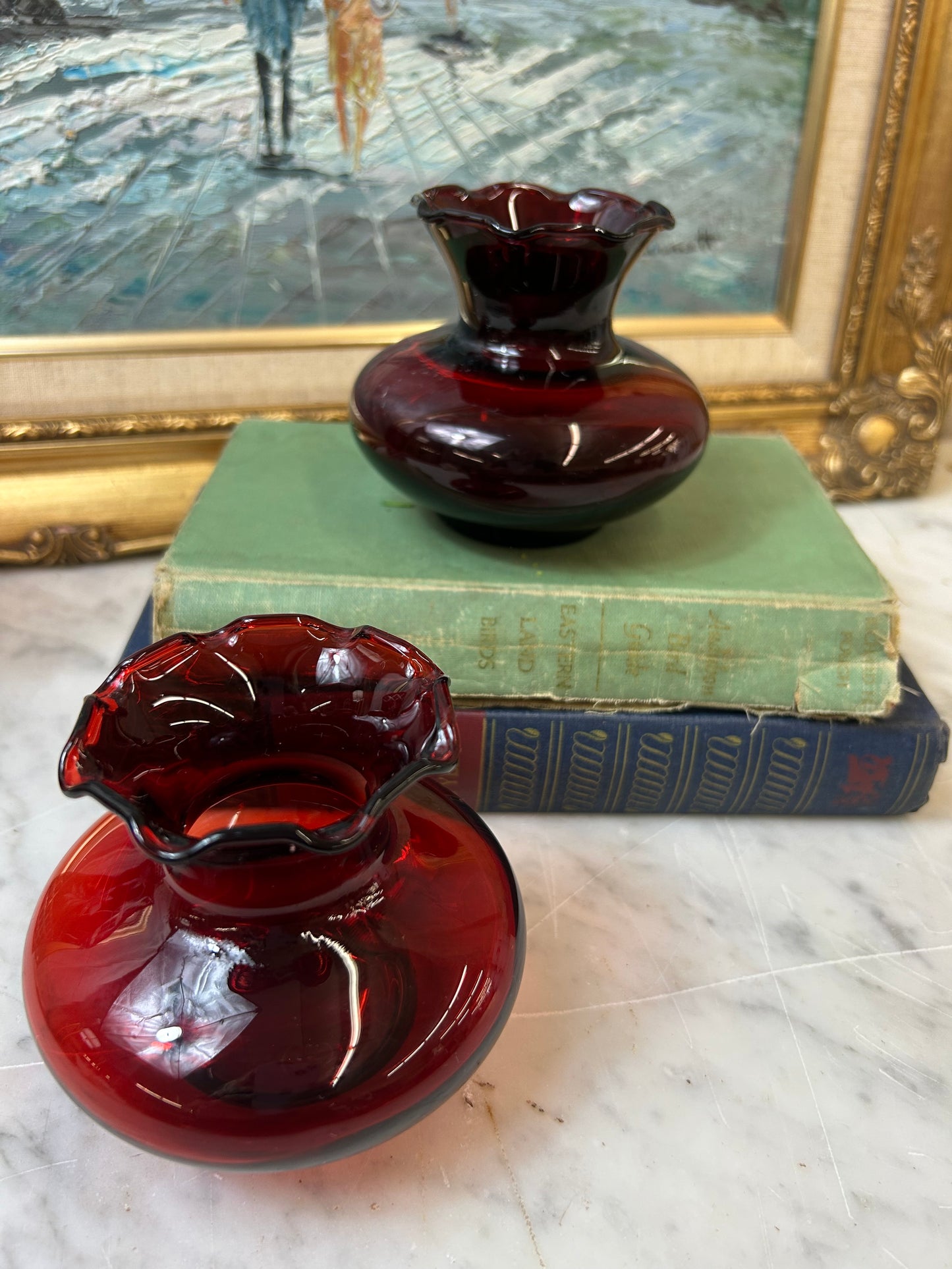 Vintage Ruby Red Art Glass Vase