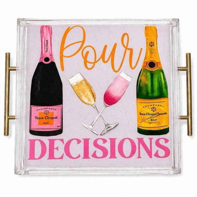 Pour Decisions Acrylic Tray Chic Champagne Art 9x9 in