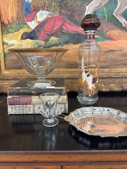 Vintage sterling silver overlay glass toothpick holder