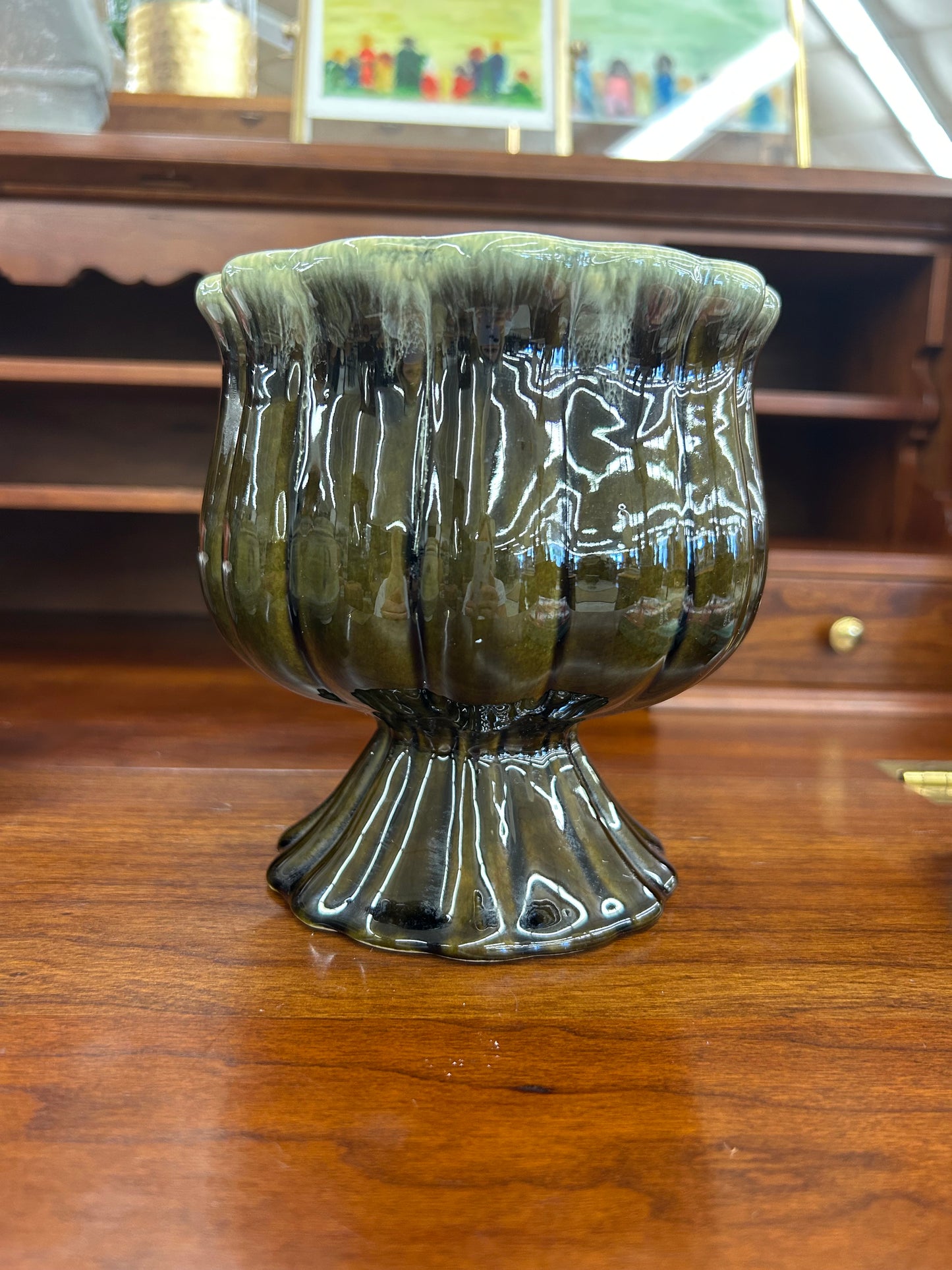 Vintage Hull Pottery Pedestal Planter