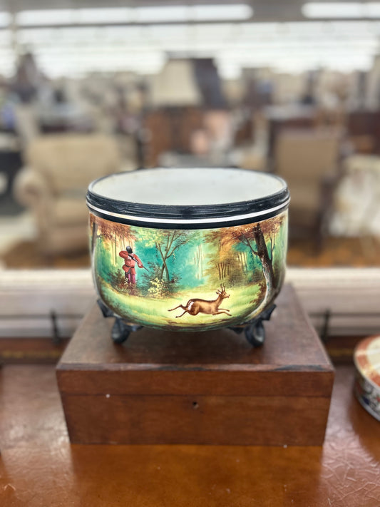 Antique French Victorian Hand-Painted Porcelain Jardinière