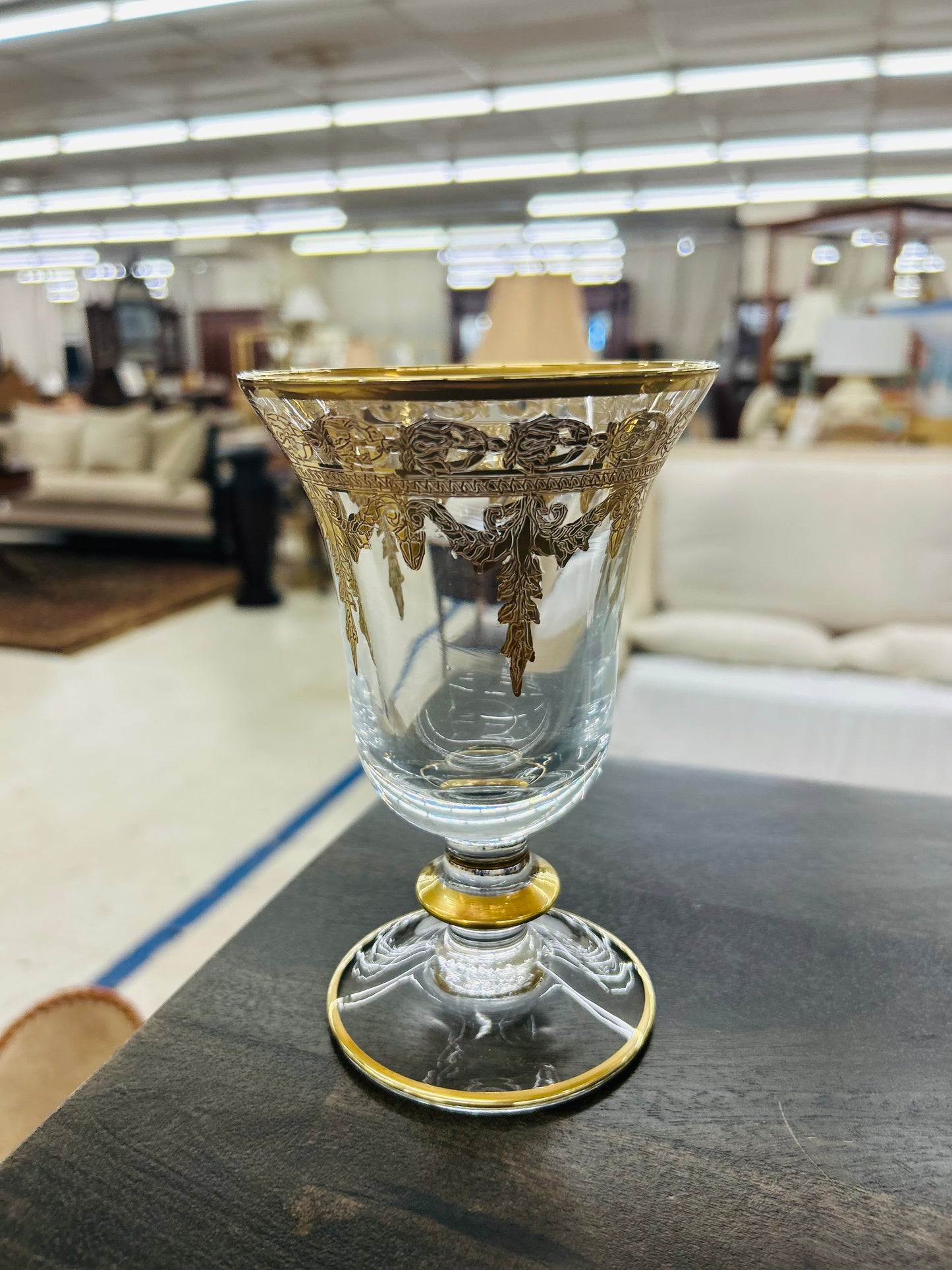 Arte Italica Hand-Blown Italian Gold Encrusted Wine Goblet