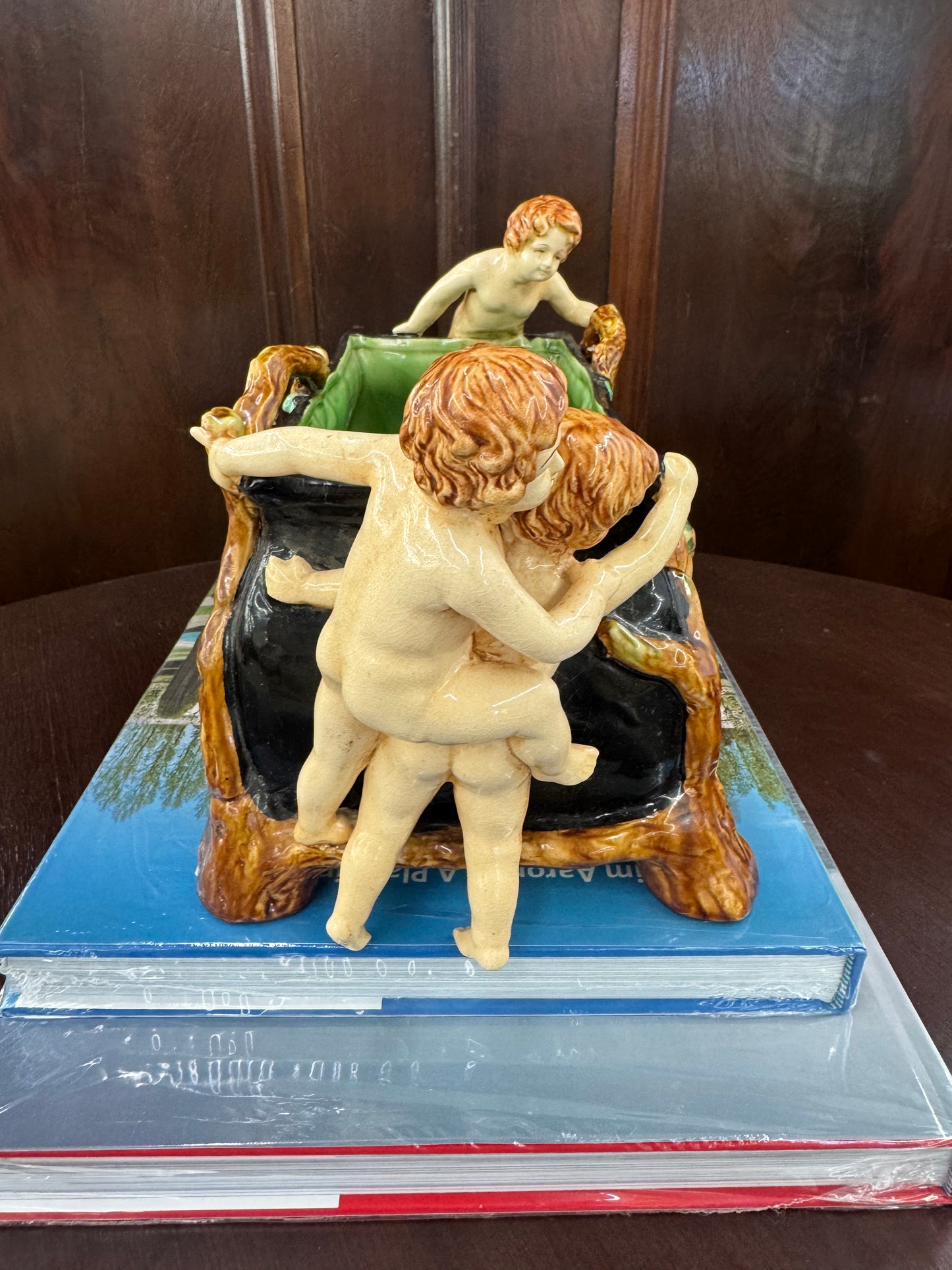 Art Nouveau Figural Majolica Planter / Cachepot