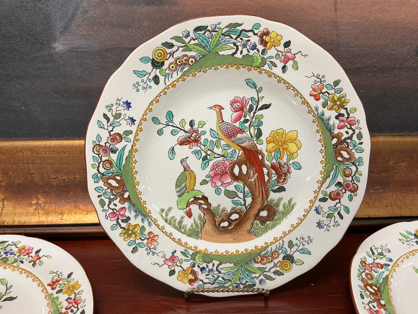 Copeland Spode “Peacock / Exotic Bird” Plates – Set of 4 (England)